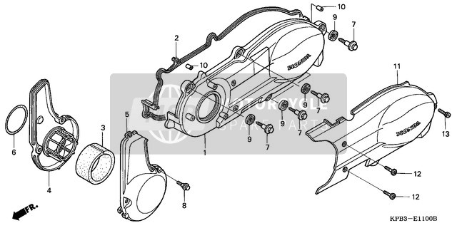 Honda NSS250A 2004 Left Carter Cover voor een 2004 Honda NSS250A